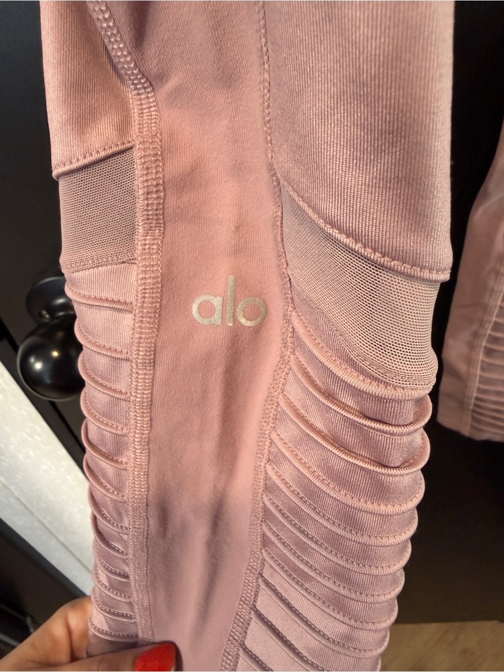 ALO Yoga Dusty Rose Ribbed Panel Leggings